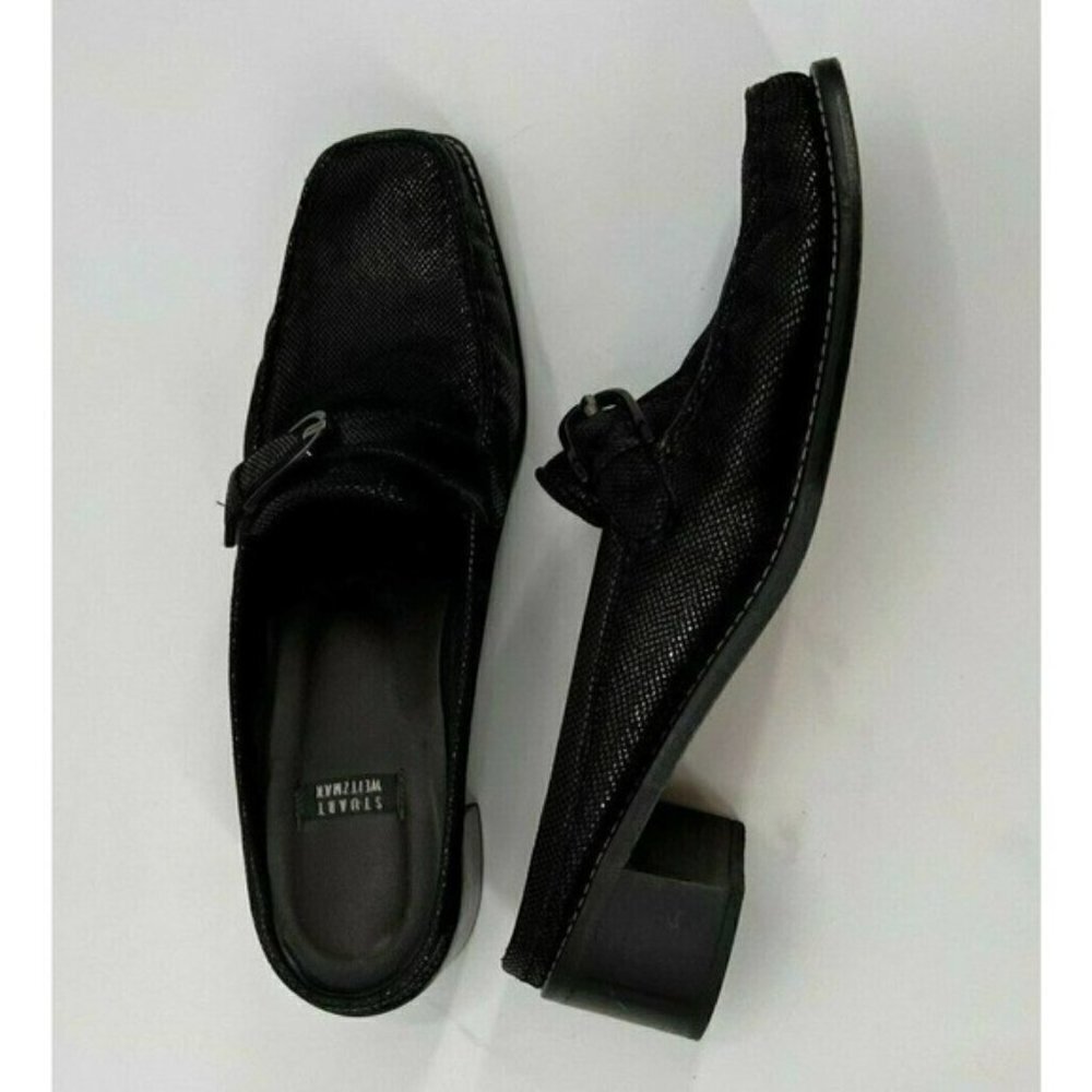 Stuart Weitzman Black Leather Mules/Slides Block … - image 3